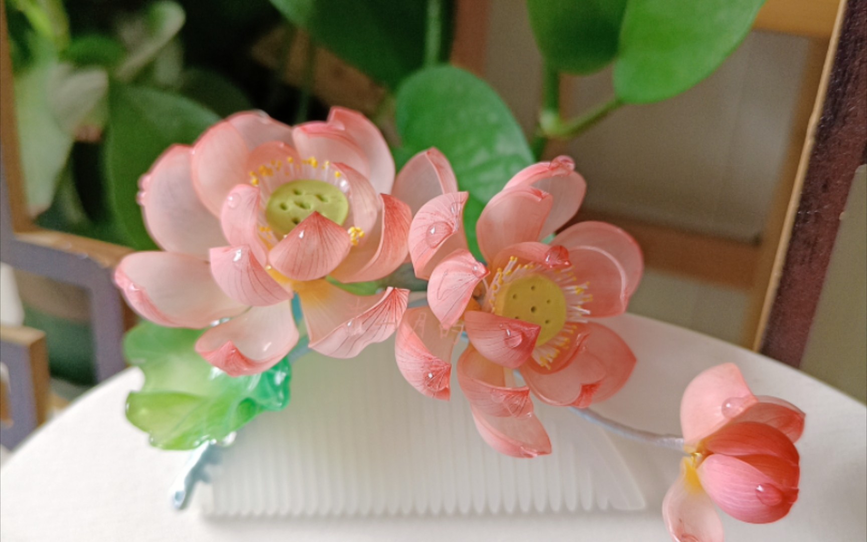 【热缩片】【热缩荷花】【国风发梳】热缩荷花发梳款