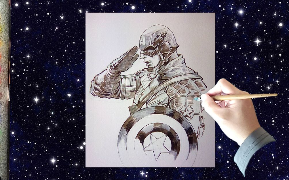 手绘 美国队长(captain america)