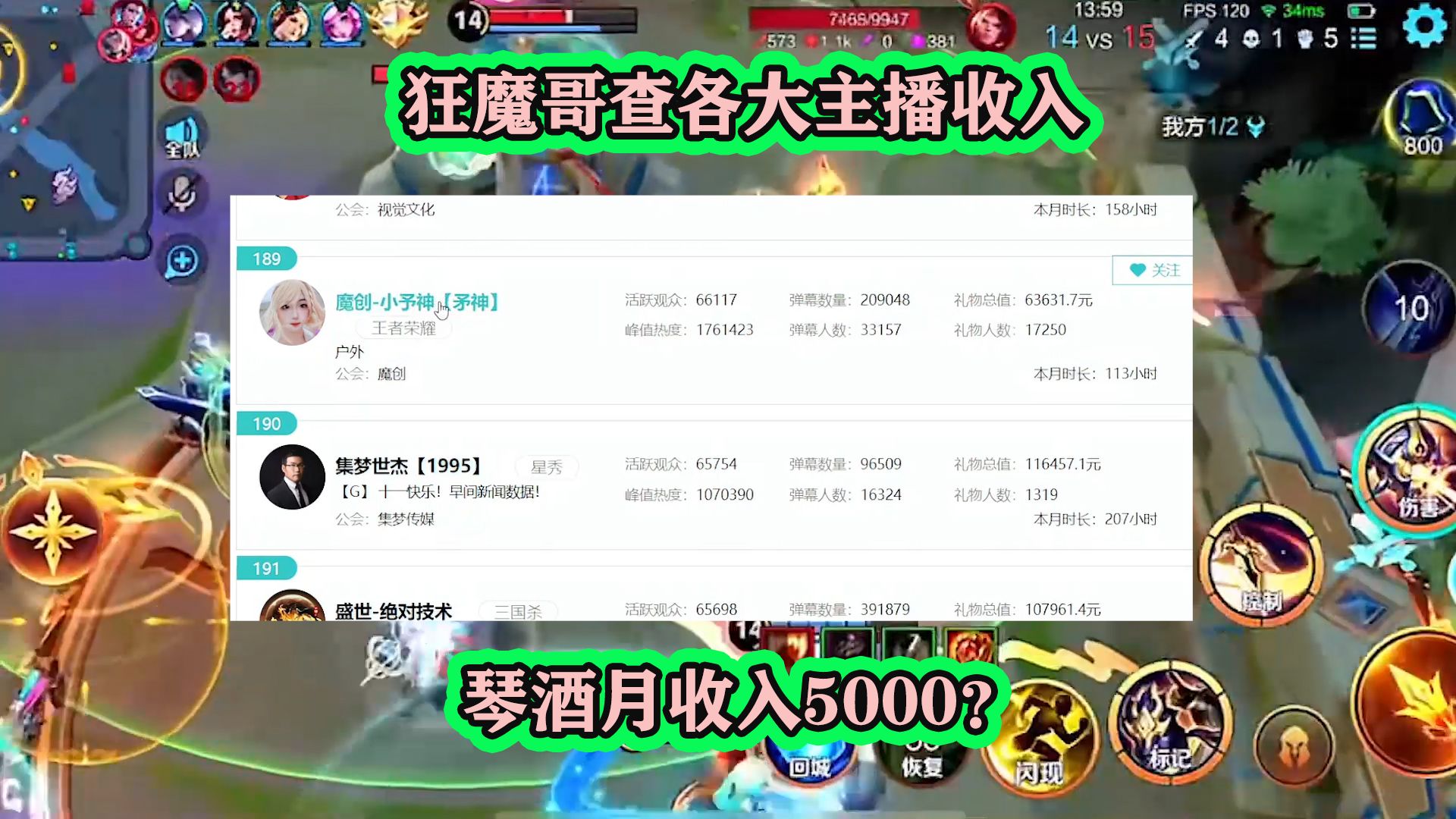 狂魔哥查看各大主播9月份收入,琴酒一个月只赚了5000块?哔哩哔哩bilibili