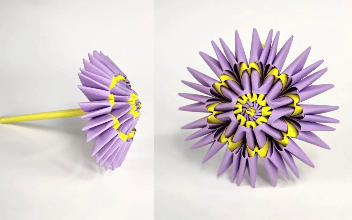 【origami library】雨伞三角插折纸教程3d origami umbrella