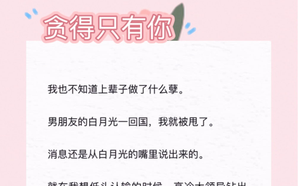 [图]b我不知道上辈子做了什么孽，男朋友的白月光一回国，我就被甩了，消息还是从白月光的嘴里说出来的。《贪得只有你》短篇小说