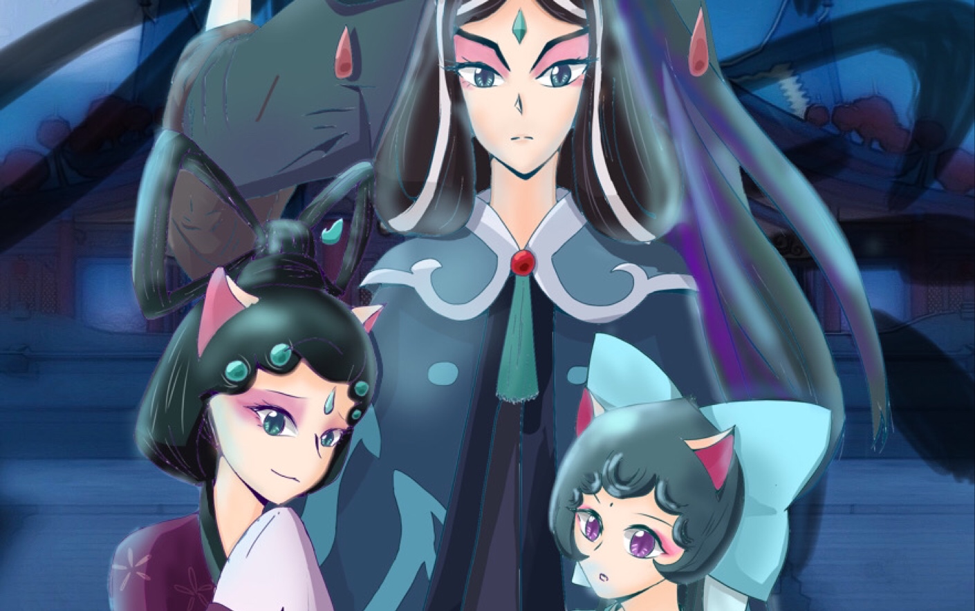 京剧猫身宗墨家大美猫绘制过程