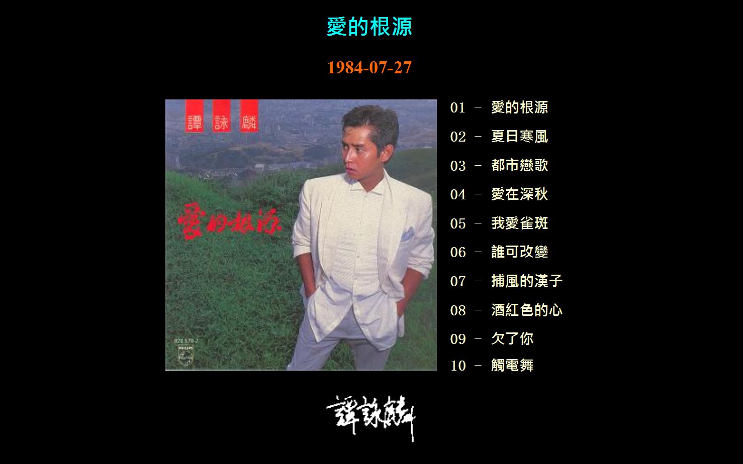 无损谭咏麟1984爱的根源