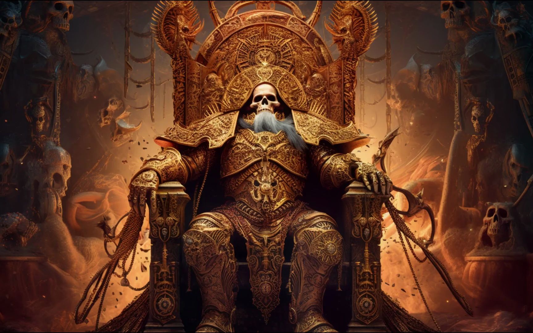 emperor of mankind on golden throne as corpse midjourney ai art