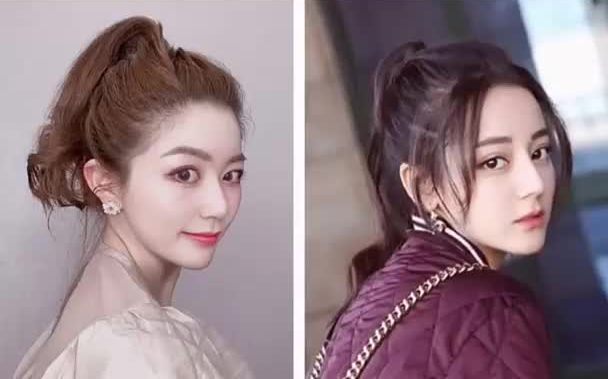 热巴同款高马尾,轻松增高显发量,蓬松又好看,有刘海也很可明星同款