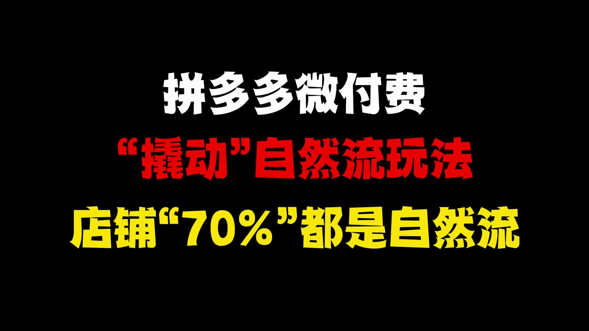 六月份全新玩法,拼多多微付费“撬动”大量自然流量玩法,店铺70%都是自然流量,拼多多运营,拼多多新手开店,拼多多开店教程,拼多多运营教程哔...