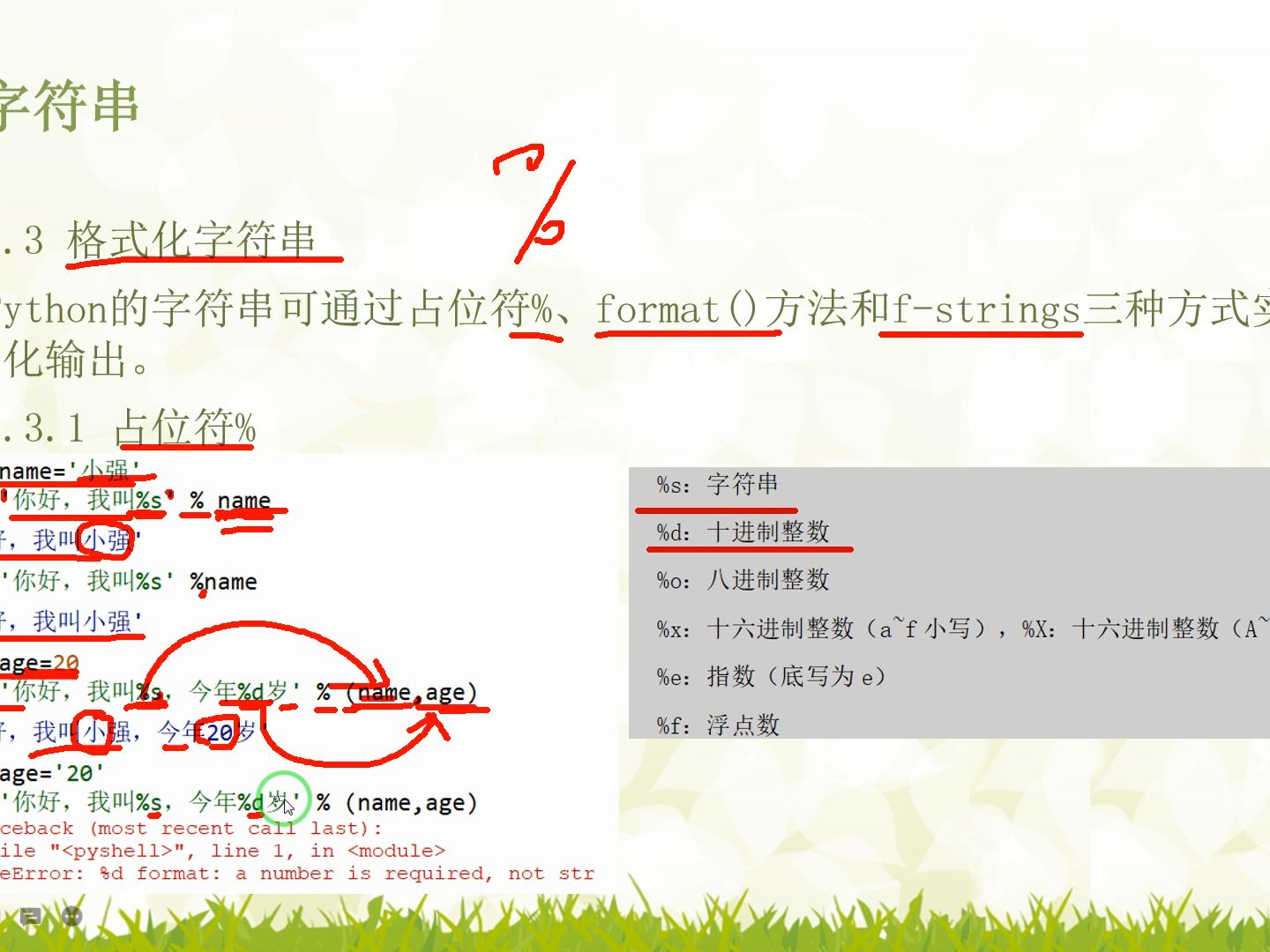 python用占位符自我介绍