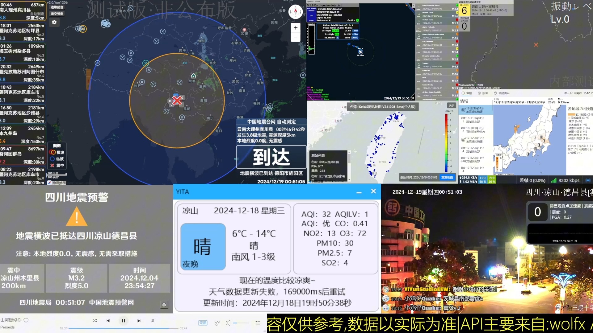 【云南地震】云南大理州宾川县20241219/00:46发生M3.8级地震 烈度6.0 凉山德昌烈度0.3[预估,无感]哔哩哔哩bilibili