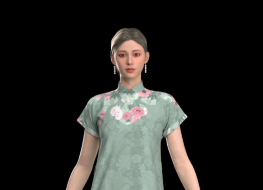 如意改良民族风连衣裙,原创3d服装设计/打版/建模#3d服装设计#虚拟
