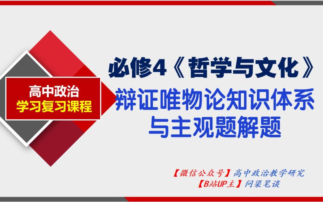 [图]2022年哲学 |“辩证唯物论”知识体系与哲学主观题答题方法，必修四《哲学与文化》课程，干货满满~