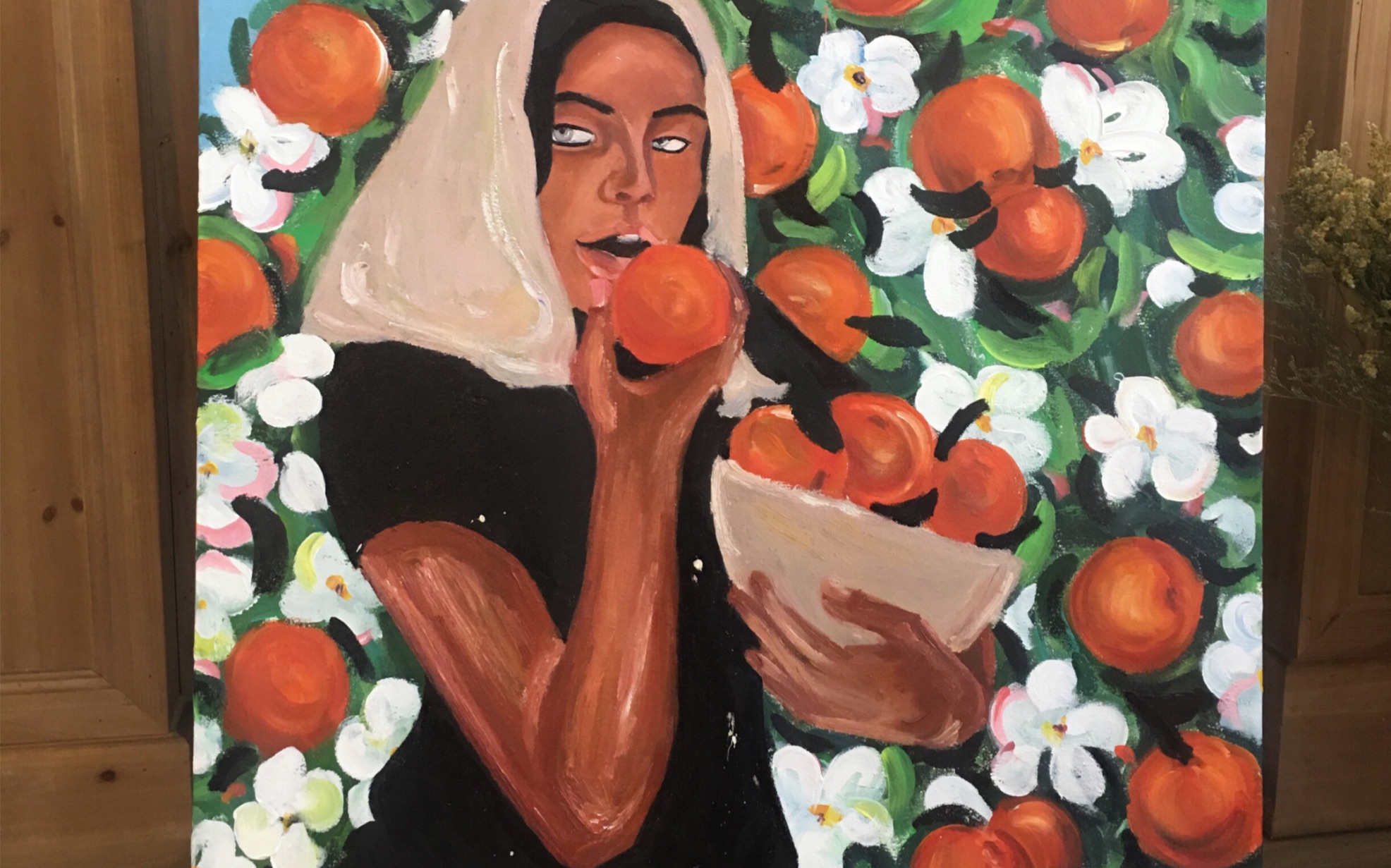 喜欢今天画的这幅画,装饰性强.色彩对比也很强烈