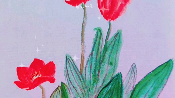 国画#写意画#郁金香#绘画过程 能救你的永远只有你自己.