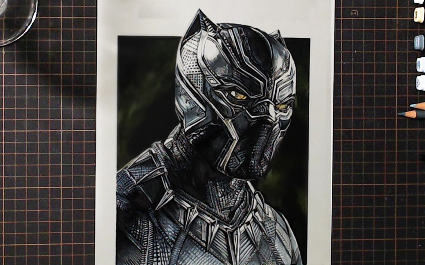 9小时彩铅手绘黑豹瓦坎达万岁