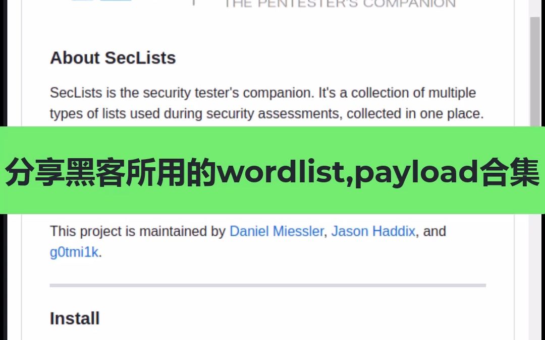 分享黑客所用的wordlist,payload合集 seclists哔哩哔哩bilibili