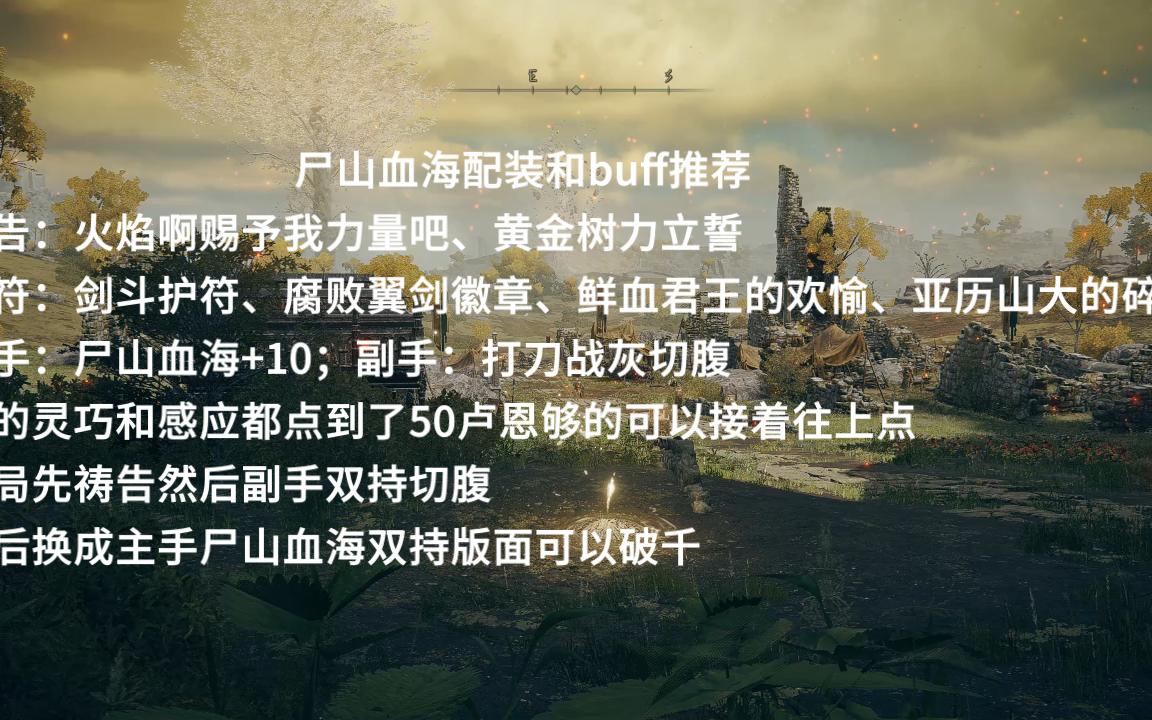 艾尔登法环尸山血海配装和buff推荐