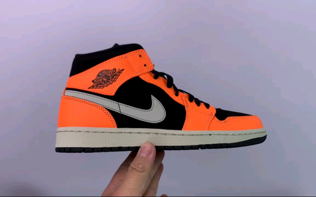 【大山制造】air jordan aj1 mid 黑橙 小扣碎货号:554724 062