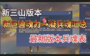 Download Video: 新三山版本 新巨兽魂力→凝兵魂汇总  最新版本兵魂表