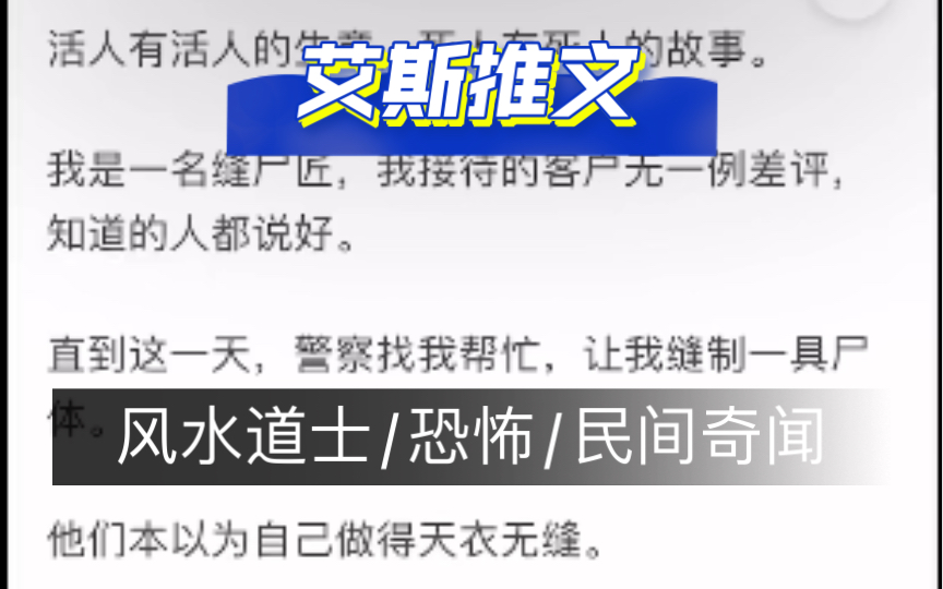 已完结:《缝尸匠》「二甲基砜」恐怖/民间奇闻/犯罪/反转/风水道士哔哩哔哩bilibili