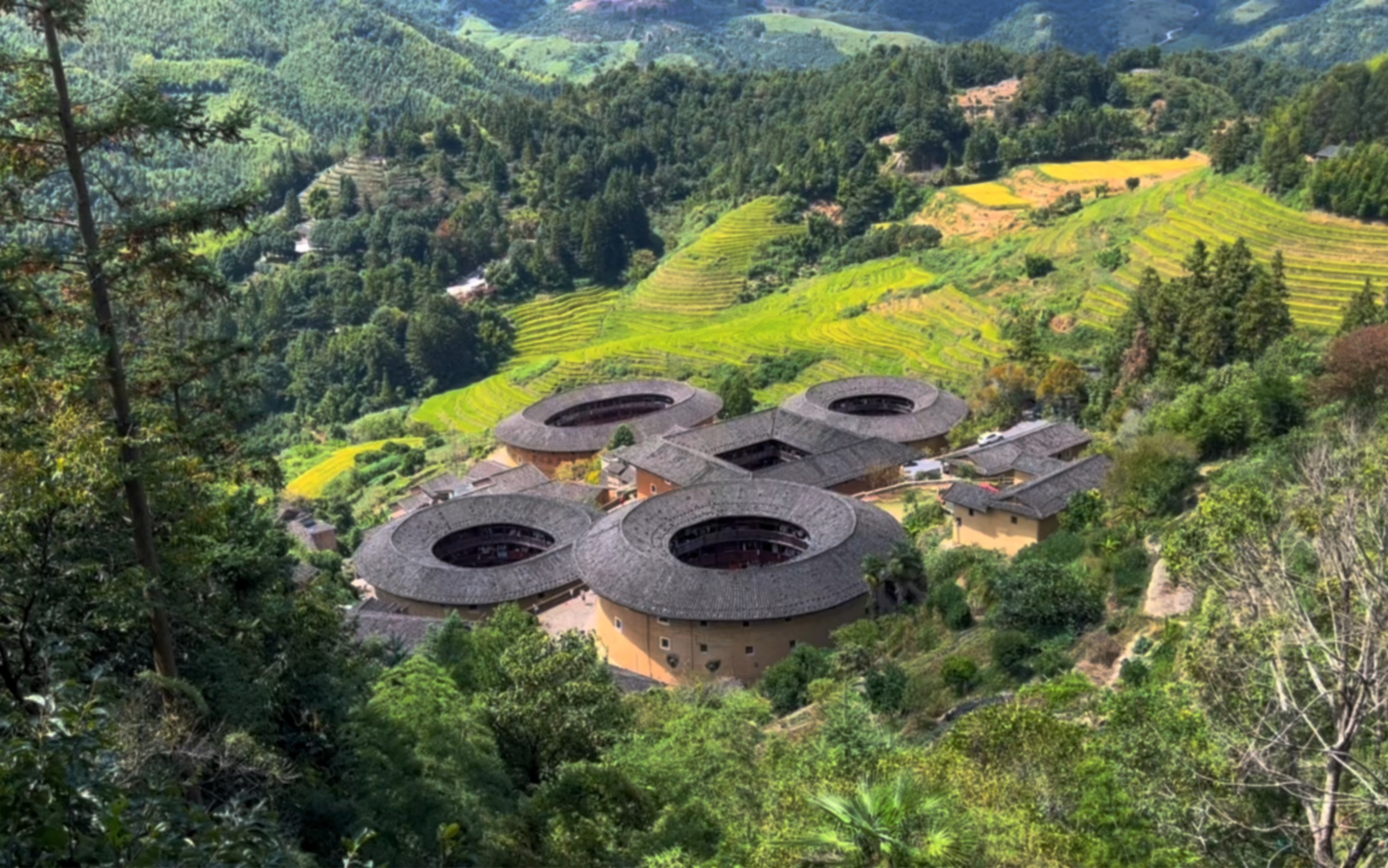 大疆mini3pro跟iphone13拍摄下的南靖田螺坑土楼视频