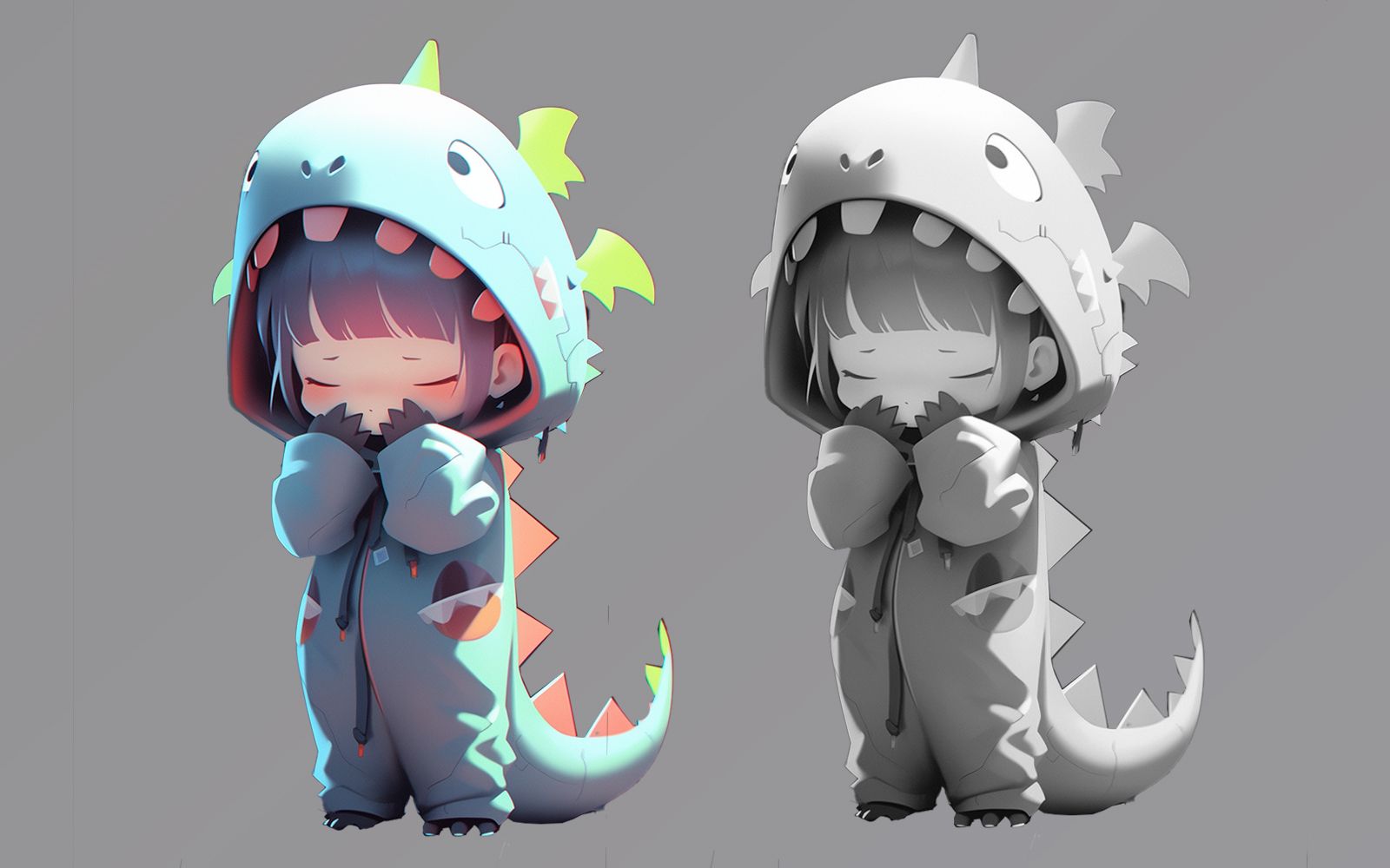 【zbrush雕刻】卡通q版小恐龙手办制作,新手也能学会的简单案例