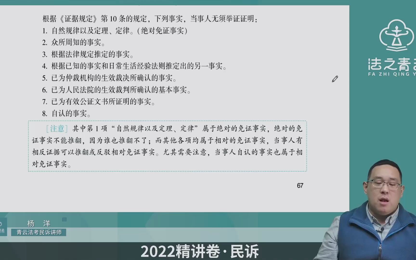 【青云法考】2022 杨洋 民诉法精讲课 专题八(1) 民事诉讼中的证明哔哩哔哩bilibili