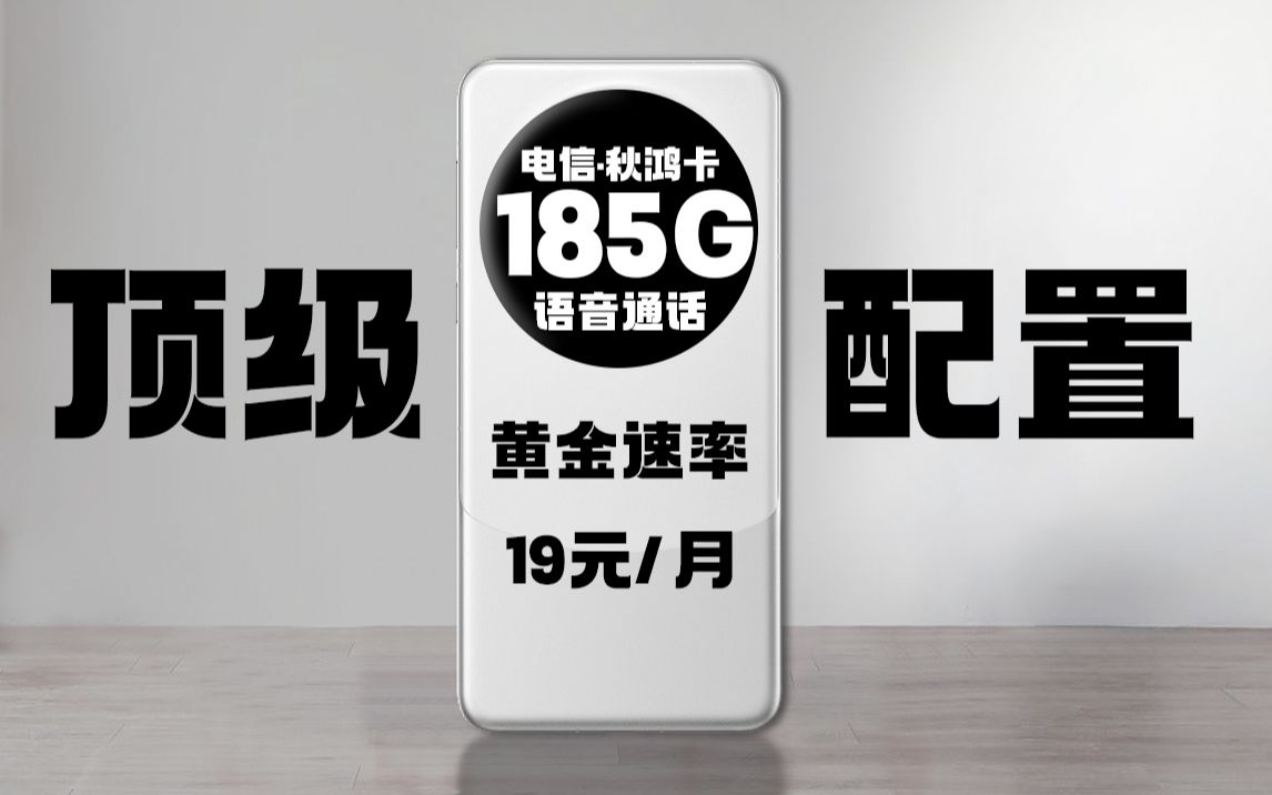 【大管家推荐】电信顶级配置秋鸿卡,19元月租=185G大流量+黄金速率+可通话,碾压春晖卡哔哩哔哩bilibili