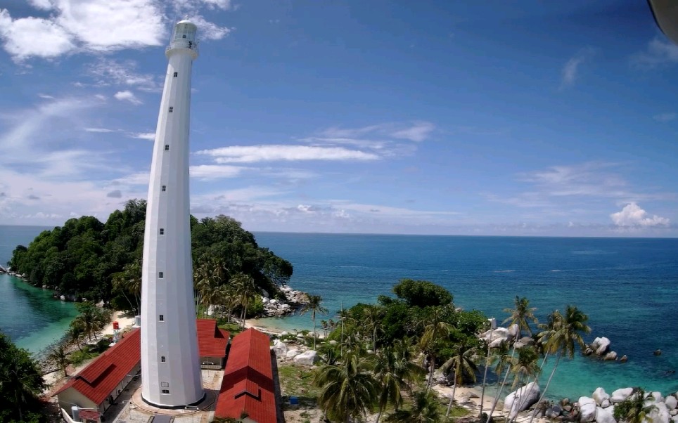 灯塔岛 印度尼西亚 勿里洞 leebong 李王岛 无人机航拍 海岛游_哔哩