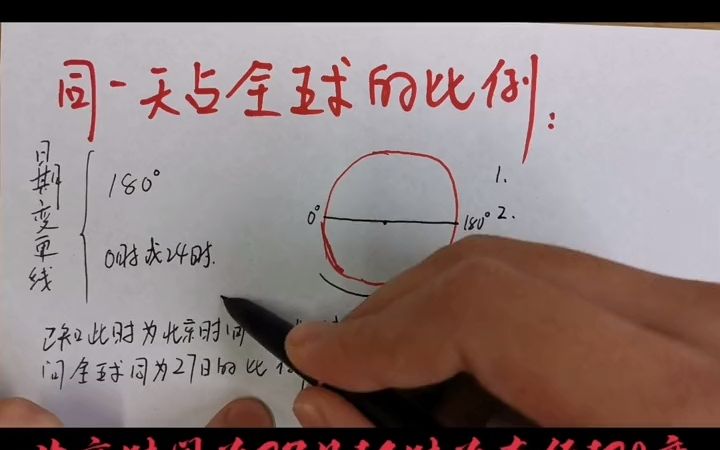 [图]教学第五集：全球同一天日期的比例问题。ps：高频考点，也是学生容易犯糊涂的题目，其实按照我说的四步来，也还算比较容易吧?