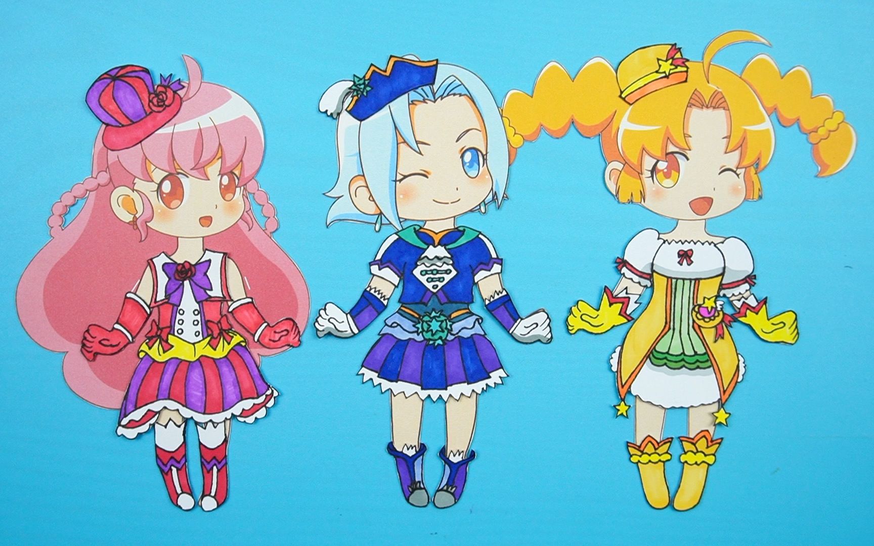 巴啦啦纸娃娃手工,最酷小魔仙蓝慧蓝色魔法变身装扮