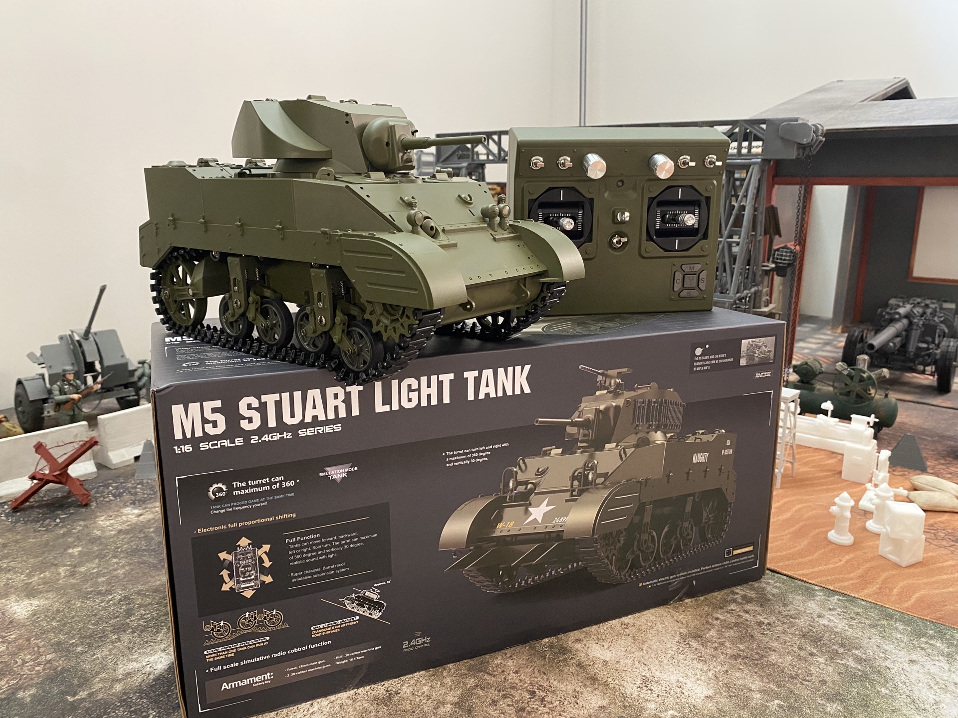 库兵客m5a1斯图亚特轻型坦克模型rc开箱体验上集