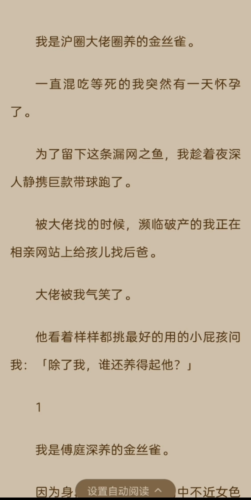 《已完结》我是沪圈大佬圈养的金丝雀.一直混吃等死的我突然有一天怀孕了.为了留下这条漏网之鱼,我趁着夜深人静携巨款带球跑了.被大佬找的时候,...