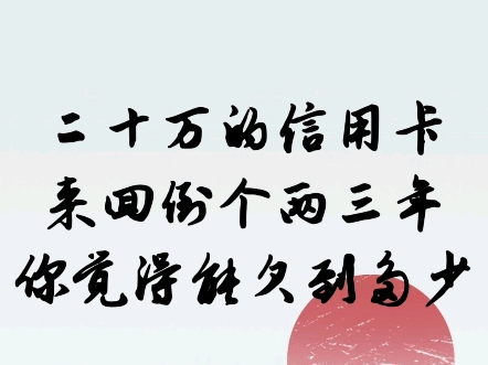 二十万的信用卡来回倒个两三年,你觉得能欠到多少?哔哩哔哩bilibili