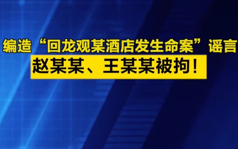 编造“回龙观某酒店发生命案”谣言,赵某某、王某某被拘!哔哩哔哩bilibili