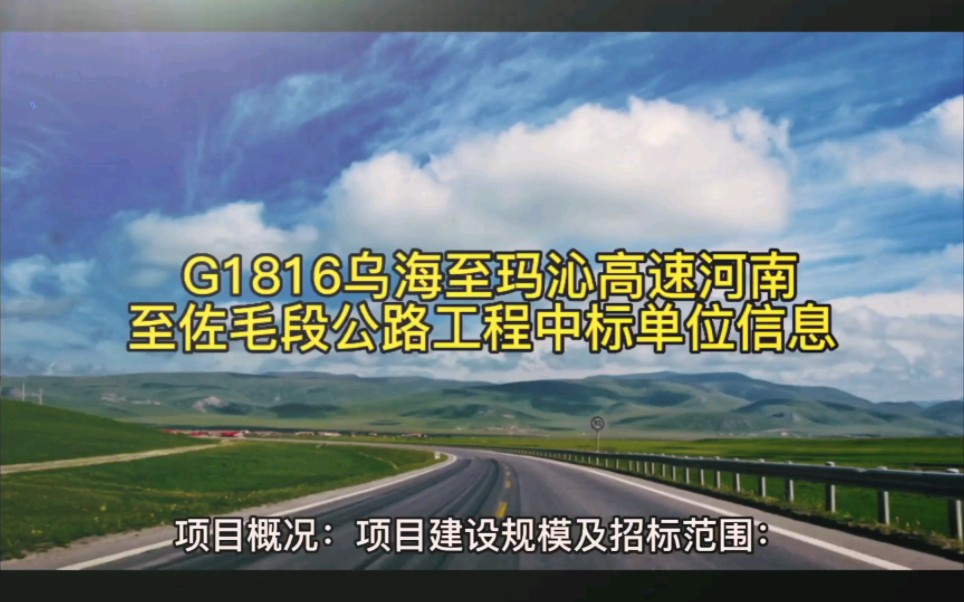 G1816乌海至玛沁高速河南至佐毛段公路工程中标单位信息哔哩哔哩bilibili