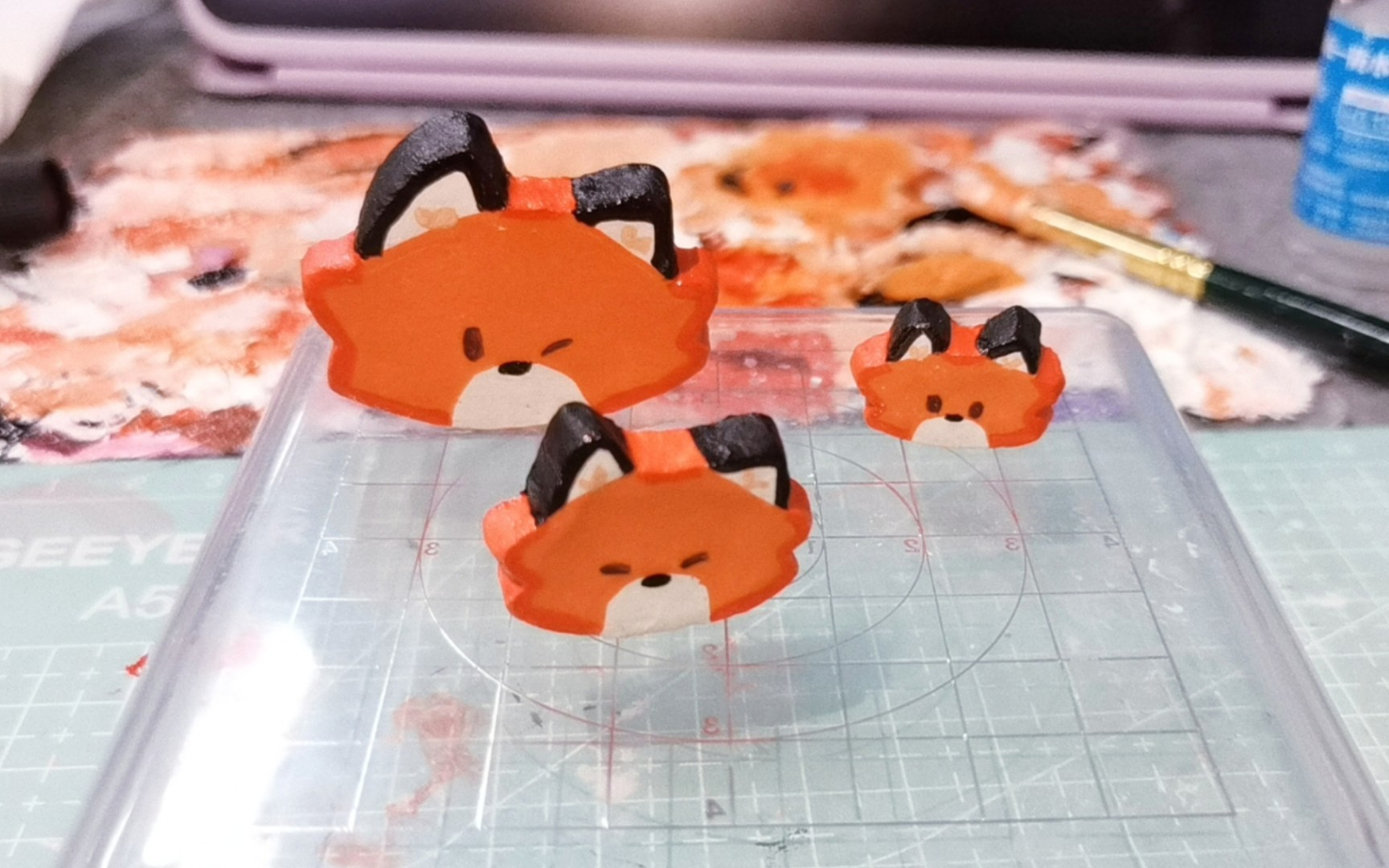 【石塑粘土 l 过程】狐狐石塑摇摇乐小饼干摆件