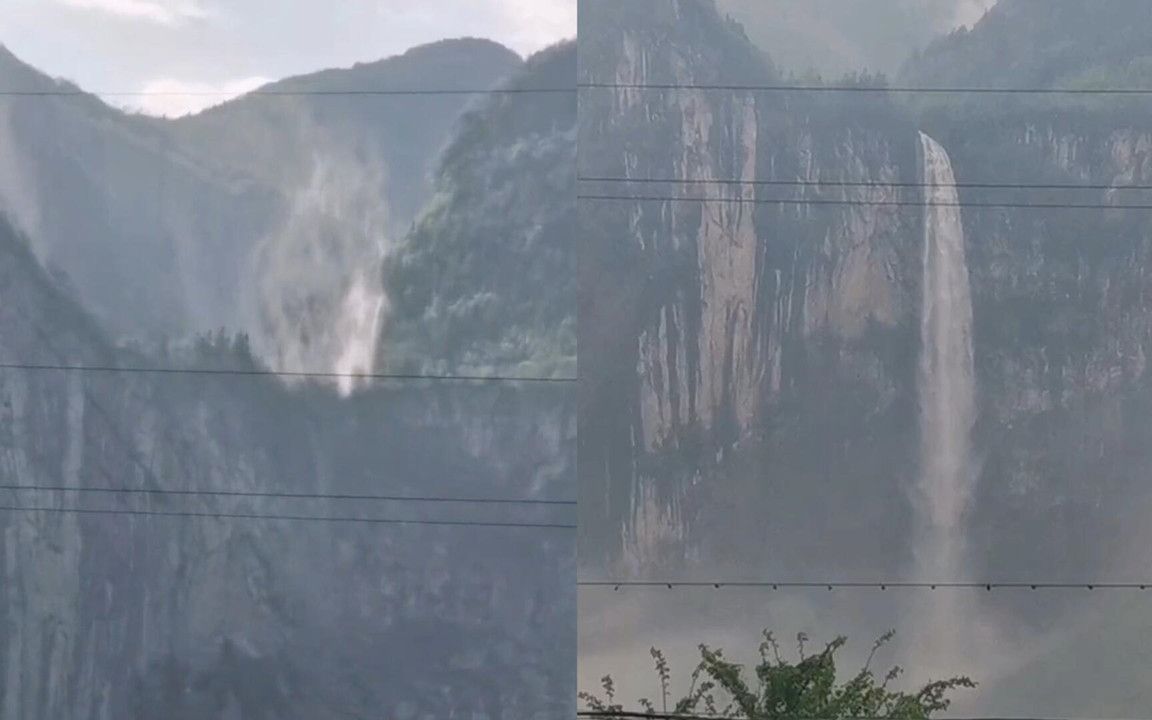 [图]太神奇！瀑布水雾飘向天空犹如“水倒流”，场面让人叹为观止