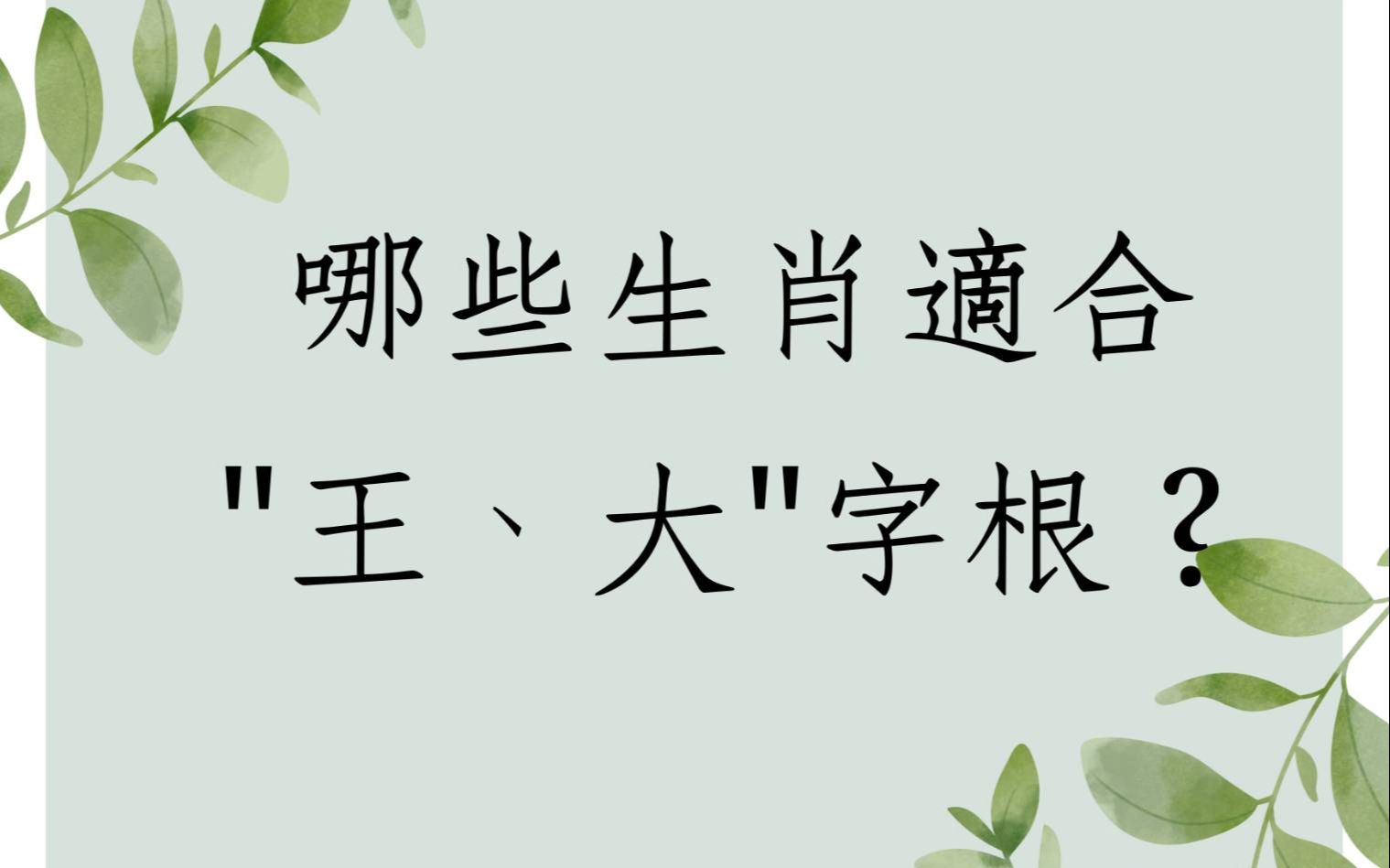 [图]《翁子秀姓名学教室》那些生肖适合王大字根