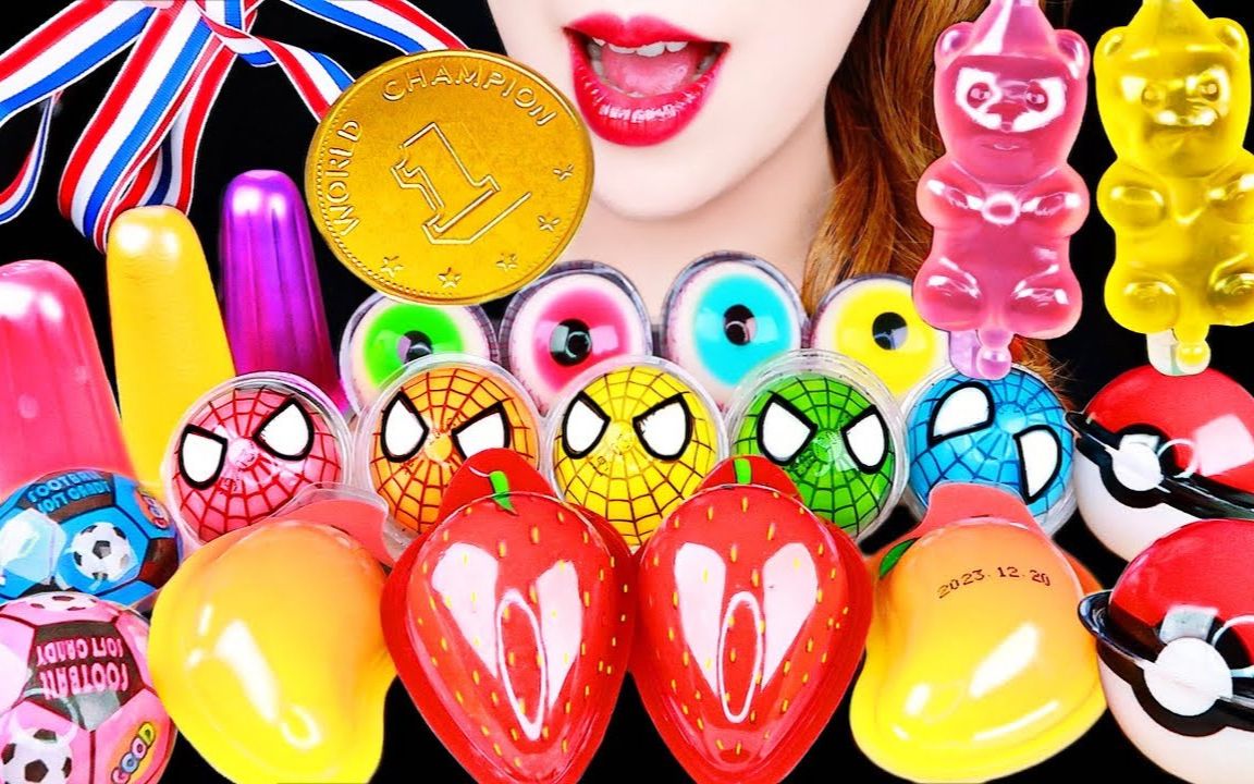 lesa蜘蛛侠彩虹流心软糖球芒果草莓流心软糖球果冻杯精灵球流心软糖球