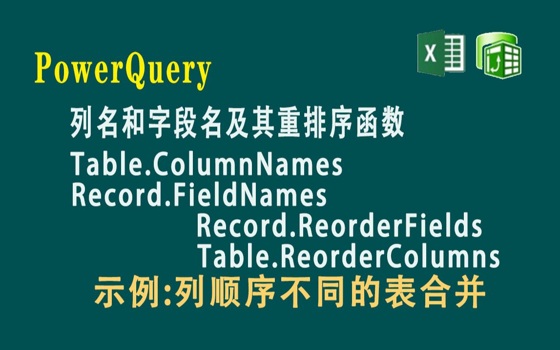 F88 PowerQuery取列名字段名及其重新排序函数TableName 和 RecordName哔哩哔哩bilibili