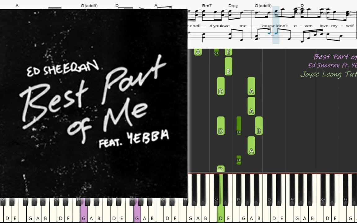 [图][钢琴]黄老板Ed Sheeran - Best Part of Me ft YEBBA