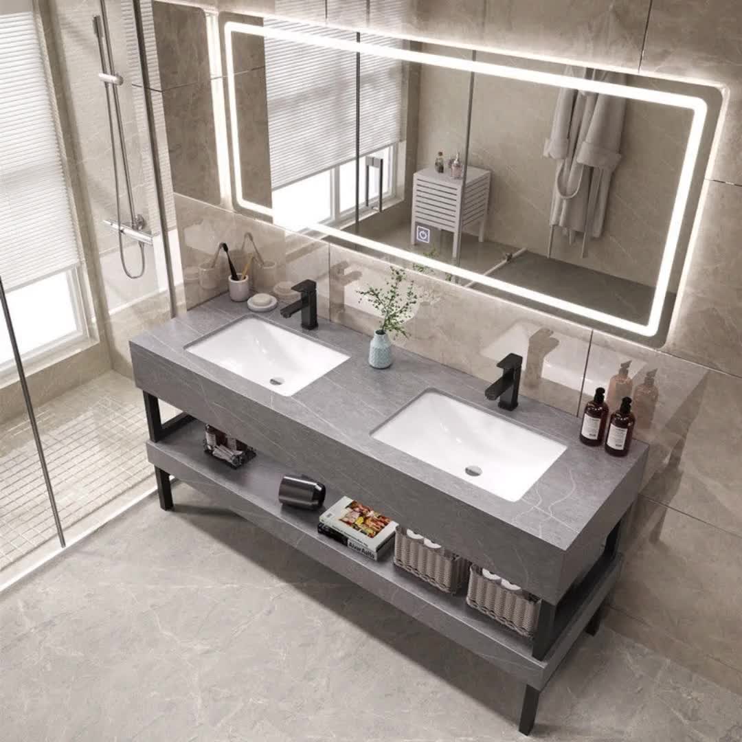 【50元券】简约洗手台盆一体新中式洗手盆洗脸池落地款洗手台轻奢双盆