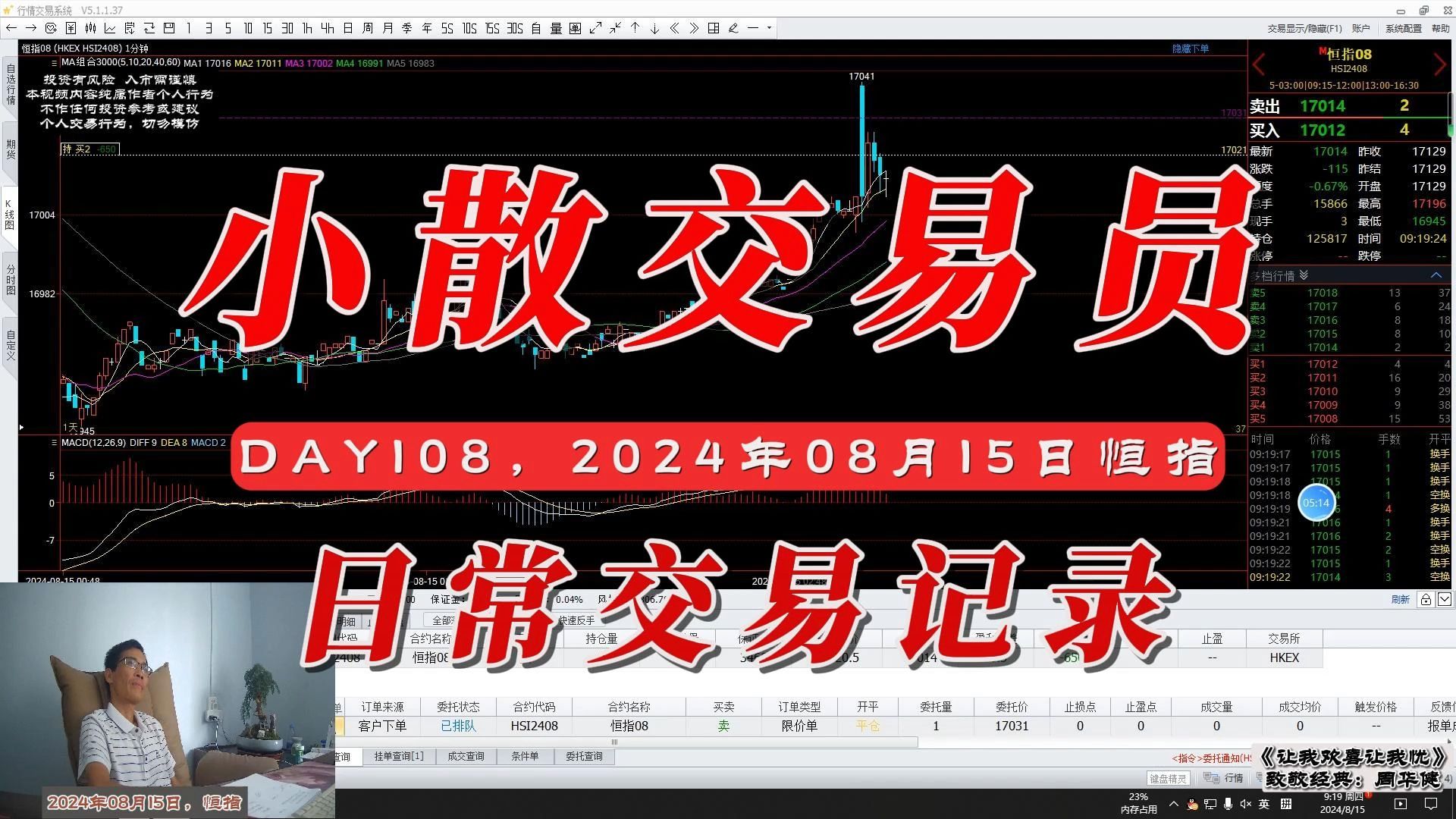 2024年度交易与生活记录DAY108(2024年8月15日恒指)结果都一样哔哩哔哩bilibili