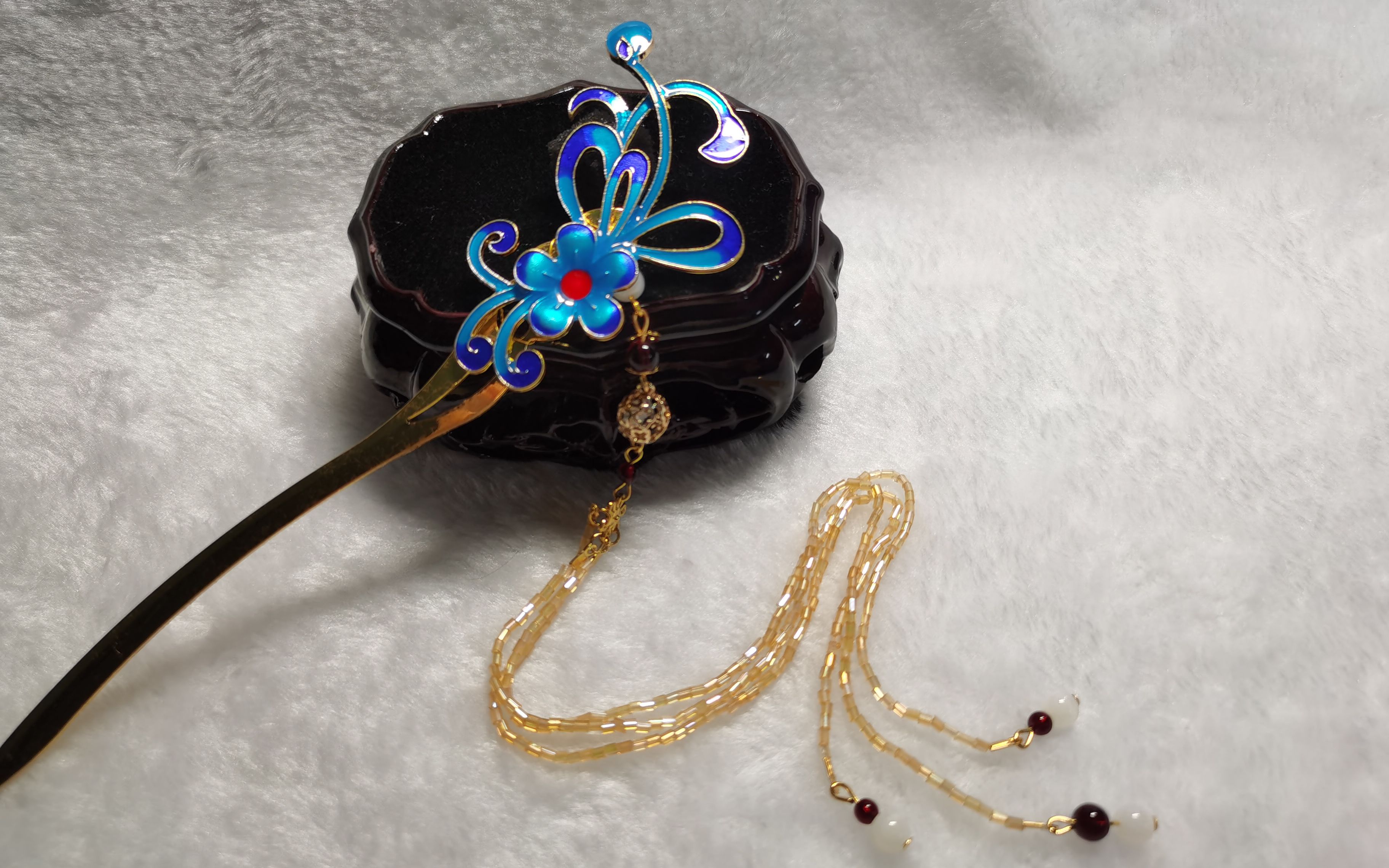 【发簪diy】汉服头饰古风发饰景泰蓝流苏金步摇_哔哩哔哩 (゜-゜)つロ