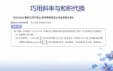 [图]圆锥曲线不联立 斜率和积关系 平方消元代换