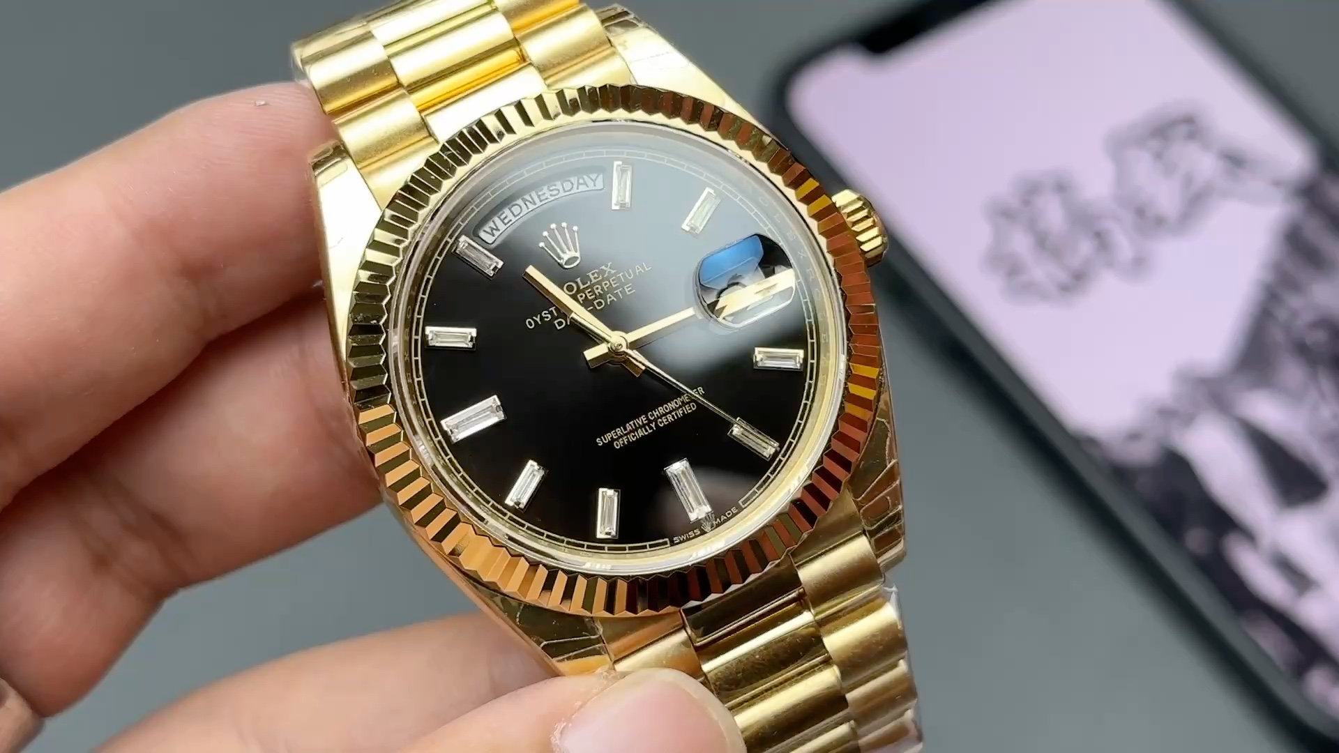 ew劳力士 星期日志型 黑冰糖dd 发货实拍
