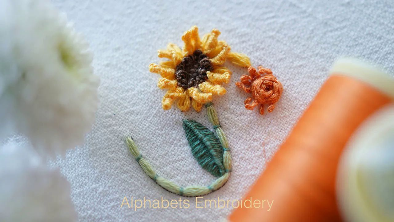 【silversnow】向日葵字母s刺绣教程sunflower hand embroidery