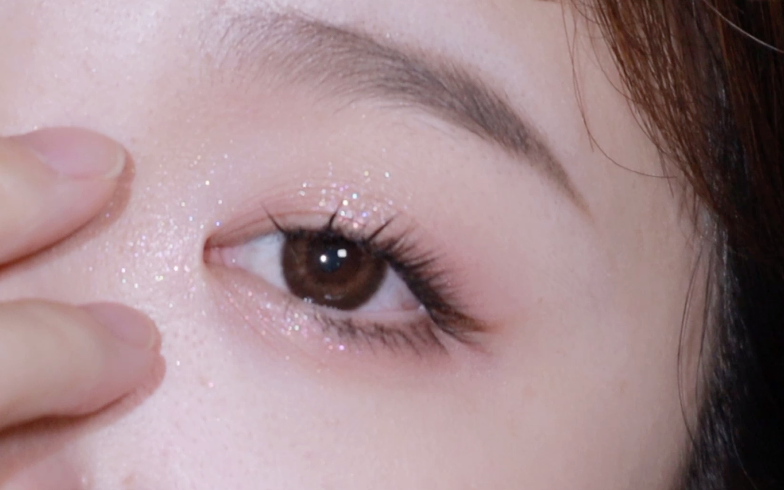 单眼皮春日出游眼装 | 少女感十足 | 藕紫色系亮片眼妆 | 尺子眼影04_