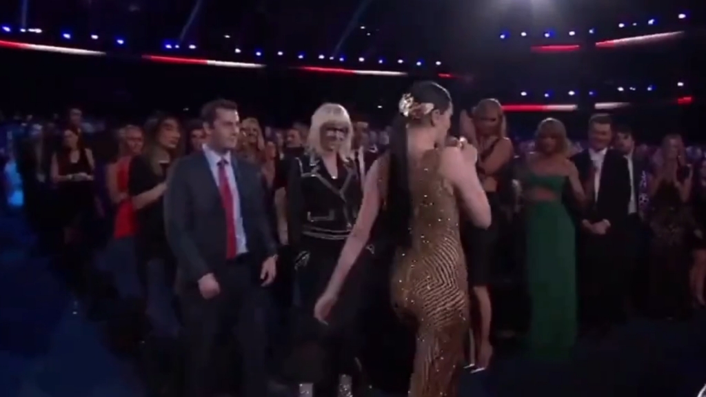 歌手结石姐麻辣鸡燃爆格莱美,台下的欧美巨星都疯魔了,霉霉实力抢镜