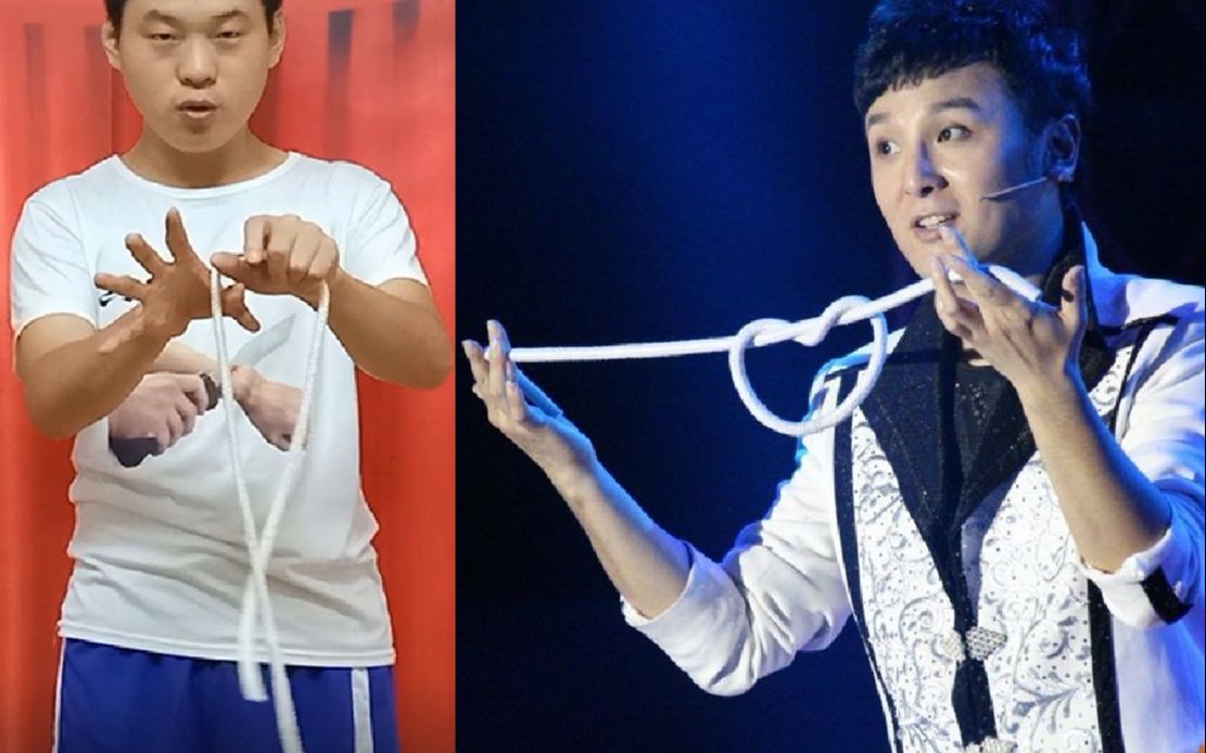 六指魔术师挑战傅琰东,同样的绳子魔术,究竟谁更厉害?