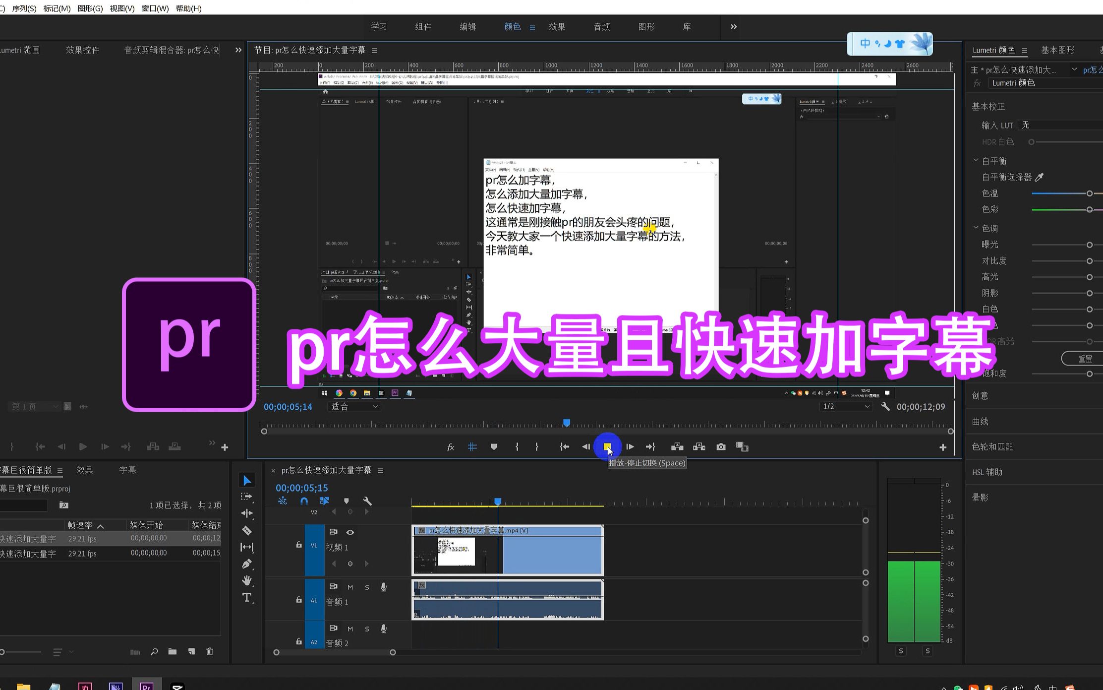 【pr教程】pr怎么快速添加大量字幕,必学教程哔哩哔哩bilibili